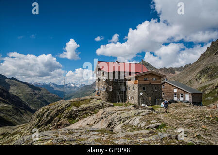 Rifugio Siegerland, rifugio montano nelle Alpi dello Stubai del Tirolo austriaco Foto Stock