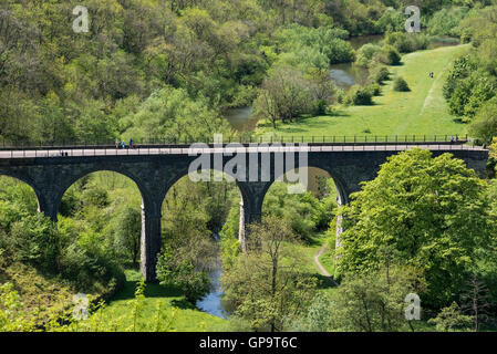 Testa Monsal viadotto, un ben noto punto di riferimento vicino a Bakewell nel parco nazionale di Peak District. Foto Stock