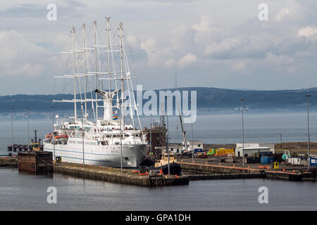 Wind surf Luxury Liner entrando in Leith Harbour Foto Stock