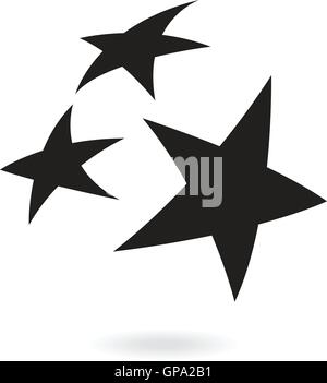 Stelle nere isolato su bianco Illustrazione Vettoriale