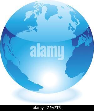 Blu lucido mondo isolato su bianco Illustrazione Vettoriale