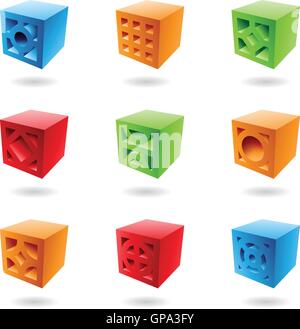 Abstract cubetti di mattoni in vari colori Illustrazione Vettoriale