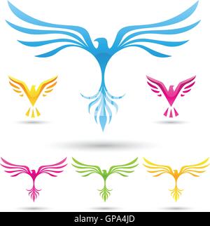 Illustrazione vettoriale di vari uccelli icone Illustrazione Vettoriale