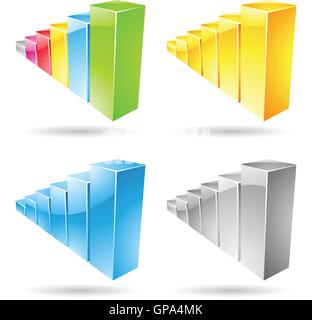 Illustrazione Vettoriale di coloratissimi stat icone barra isolato su bianco Illustrazione Vettoriale