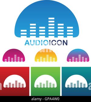 Illustrazione vettoriale di coloratissimi audio icona equalizzatore Illustrazione Vettoriale