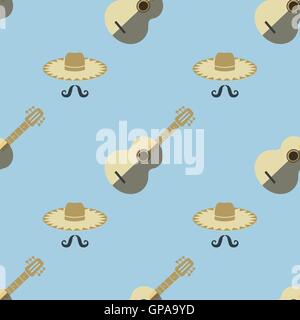 Chitarra messicana modello senza giunture Illustrazione Vettoriale