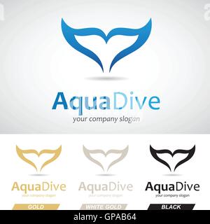 Pesce azzurro coda icona Logo illustrazione vettoriale Illustrazione Vettoriale