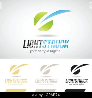 Il verde e il blu lucida Fulmine icona Logo illustrazione vettoriale Illustrazione Vettoriale