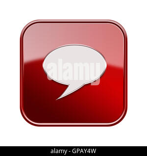 Icona Chat rosso lucido, isolato su sfondo bianco Foto Stock