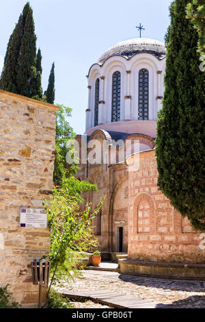 Vista esterna del Nea Moni, nuovo monastero, è un undicesimo secolo monastero sull'isola di Chios, Grecia Foto Stock