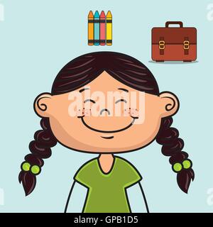 Una studentessa di scuola colori bagaglio Illustrazione Vettoriale