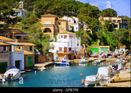 Cala Figuera, attraente cittadina sulla costa meridionale dell'isola di Mallorca, Spagna Foto Stock