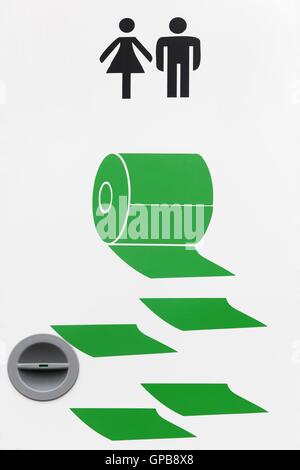 Segno di wc con carta igienica Foto Stock