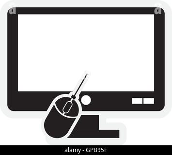 Il monitor di un computer e icona del mouse Illustrazione Vettoriale