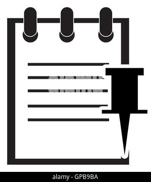 Blocco note e premere icona pin Illustrazione Vettoriale