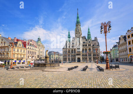 Il municipio e la piazza centrale di Liberec, Repubblica Ceca Foto Stock