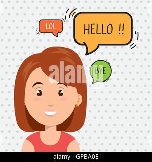 Donna messaggio di chat speaker Illustrazione Vettoriale