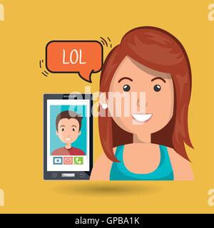 Donna messaggio di chat speaker Illustrazione Vettoriale