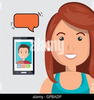 Donna messaggio di chat speaker Illustrazione Vettoriale
