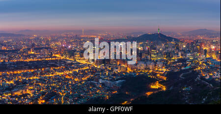 Panorama della città di Seoul Skyline , Corea del Sud. Foto Stock