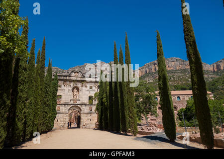 Rovine di Escaladei, un monastero medievale in Catalogna, Spagna Foto Stock