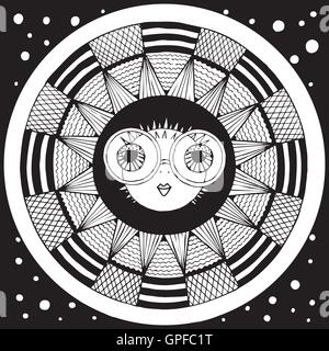 Il pesce palla. vettore. zentangl. arti grafiche Illustrazione Vettoriale