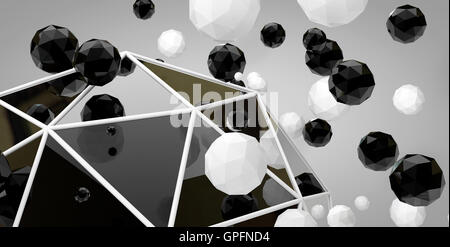Il 3d sfere astratte su sfondo grigio Foto Stock