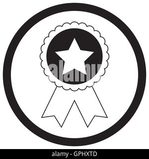 Badge monocromatico a stella. Stella con nastro adesivo a stella, dipendente del mese, vincitore badge. Illustrazione Vettoriale Foto Stock