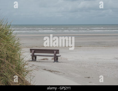 Panca sulla spiaggia di Ameland Foto Stock