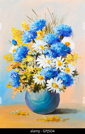 Bouquet di fiori estivi, still life pittura ad olio Foto Stock