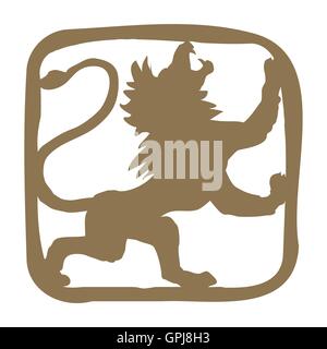 Stilizzata disegnata a mano lion. design per logo, t-shirt, borsa, illustrazione ecc. Illustrazione Vettoriale