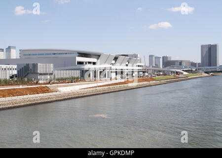 Prosegue la costruzione presso il sito di un nuovo Toyosu mercato del pesce a Tokyo in Giappone il 31 agosto 2016. © Hiroyuki Ozawa/AFLO/Alamy Live News Foto Stock