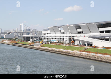 Prosegue la costruzione presso il sito di un nuovo Toyosu mercato del pesce a Tokyo in Giappone il 31 agosto 2016. © Hiroyuki Ozawa/AFLO/Alamy Live News Foto Stock