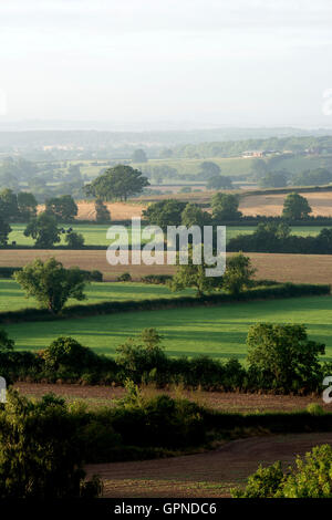 La mattina presto dal paesaggio Hanbury sagrato, Worcestershire, Regno Unito Foto Stock