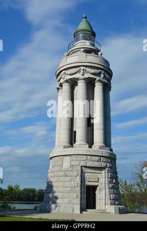 Un faro lungo il litorale del Lago Champlain al confine con lo Stato di New York e Vermont. Foto Stock