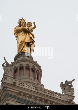 Basilique Notre Dame de la Garde golden vergine e il bambino Foto Stock