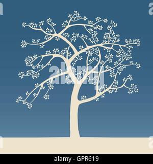 Vettore albero di primavera in giapponese woodblock stile di stampa Foto Stock