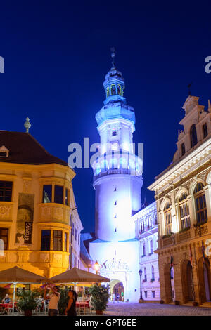 La città vecchia, Fö ter, Fire Tower, Municipio, ristorante a Sopron (Ödenburg), Ungheria Foto Stock