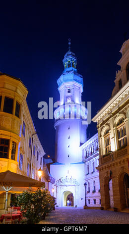 La città vecchia, Fö ter, Fire Tower, Municipio, ristorante a Sopron (Ödenburg), Ungheria Foto Stock