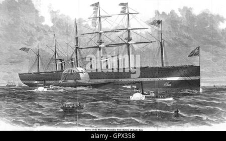 La SS Great Eastern in arrivo nel porto di New York nel 1860. Foto Stock