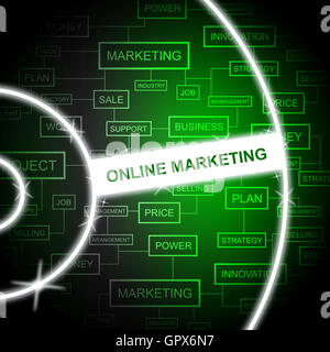 Online Marketing indicando il sito Web e la pubblicità Foto Stock
