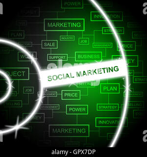 Il Social Media Marketing che indica le liste di posta elettronica e di Ecommerce Foto Stock