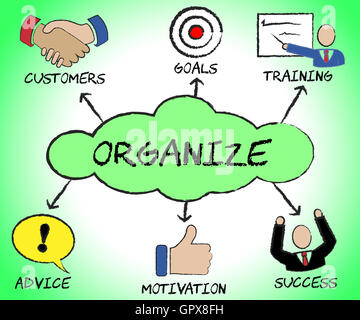 Organizzare il significato dei simboli del commercio organizzazione e l'icona Foto Stock