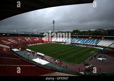 Una vista generale della Rajko Mitic Stadium davanti al 2018 FIFA World Cup qualifica, Gruppo D corrisponde all'Rajko Mitic Stadium, Belgrado. Foto Stock