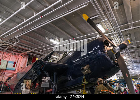 La USS Midway mostra Museo della II Guerra Mondiale dei motori degli aerei. l'aereo coinvolto nella Seconda Guerra Mondiale. Foto Stock