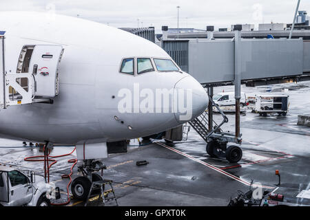 Singapore Airlines Boeing aereo pronto al decollo all'Aeroporto Internazionale di San Francisco Foto Stock