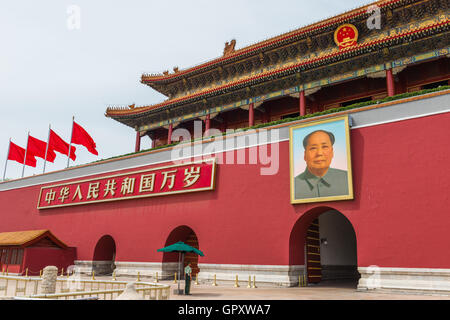 Edificio di Tiananmen è un simbolo della Repubblica popolare di Cina. La Porta della Pace Celeste a Beijing in Cina Foto Stock