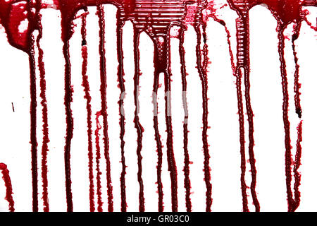 Impostare 8 goccia di sangue e la macchia di sangue isolato su sfondo bianco per contenuti horror. Foto Stock