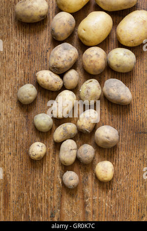 Raw patate organico come un naturale ancora in vita per una sana e cibo vegetariano come top visualizza immagine di sfondo per l'estate e autunno Foto Stock