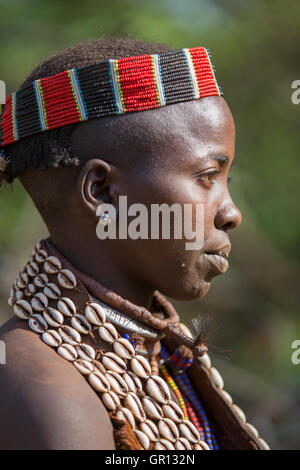 Ritratto di Hamer tribe, Turmi, Valle dell'Omo - Etiopia Foto Stock